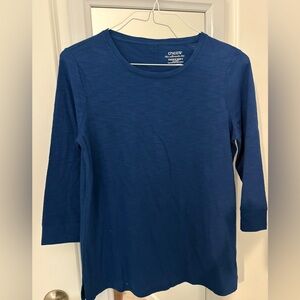 Chico’s Blue Tunic Top, Button Back, Sz 0. Unused.